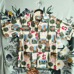 Reyn Spooner Mens Stanford University Hawaiian Shirt Cotton Button-Up Size Large